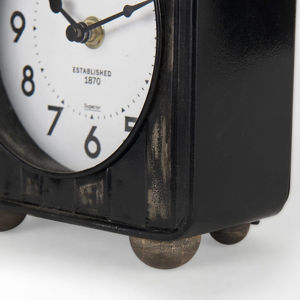 Mercana - Karl 6.0L x 3.0W x 6.8H Rustic Black Iron Rounded Square Table Clock - 69487 view 7