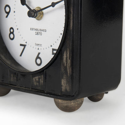 Mercana - Karl 6.0L x 3.0W x 6.8H Rustic Black Iron Rounded Square Table Clock - 69487 view 7