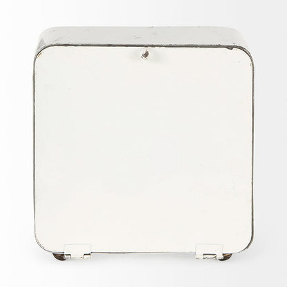 Mercana - Karl 8.0L x 2.8W x 8.8H Rustic White Iron Rounded Square Table Clock - 69486 view 4