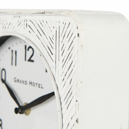 Mercana - Karl 8.0L x 2.8W x 8.8H Rustic White Iron Rounded Square Table Clock - 69486 view 5