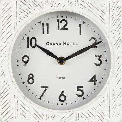 Mercana - Karl 8.0L x 2.8W x 8.8H Rustic White Iron Rounded Square Table Clock - 69486 view 6