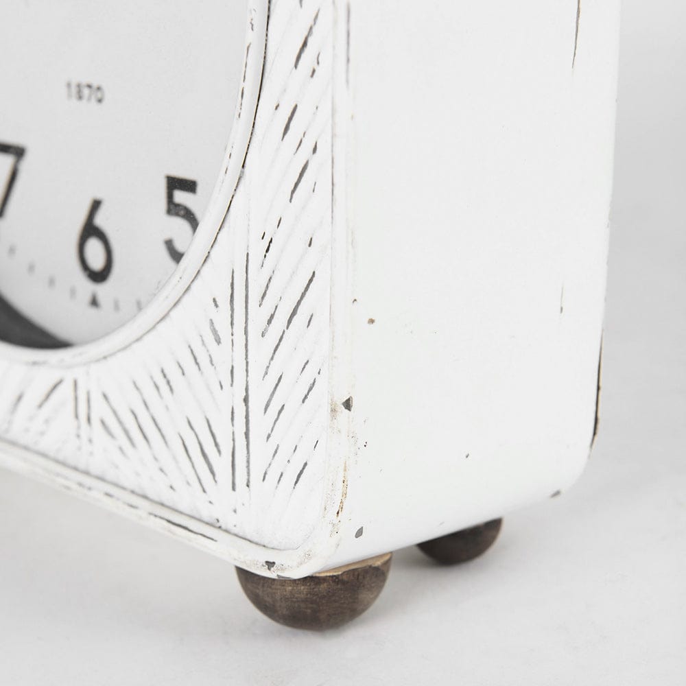 Mercana - Karl 8.0L x 2.8W x 8.8H Rustic White Iron Rounded Square Table Clock - 69486 view 7