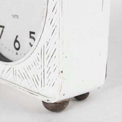 Mercana - Karl 8.0L x 2.8W x 8.8H Rustic White Iron Rounded Square Table Clock - 69486 view 7