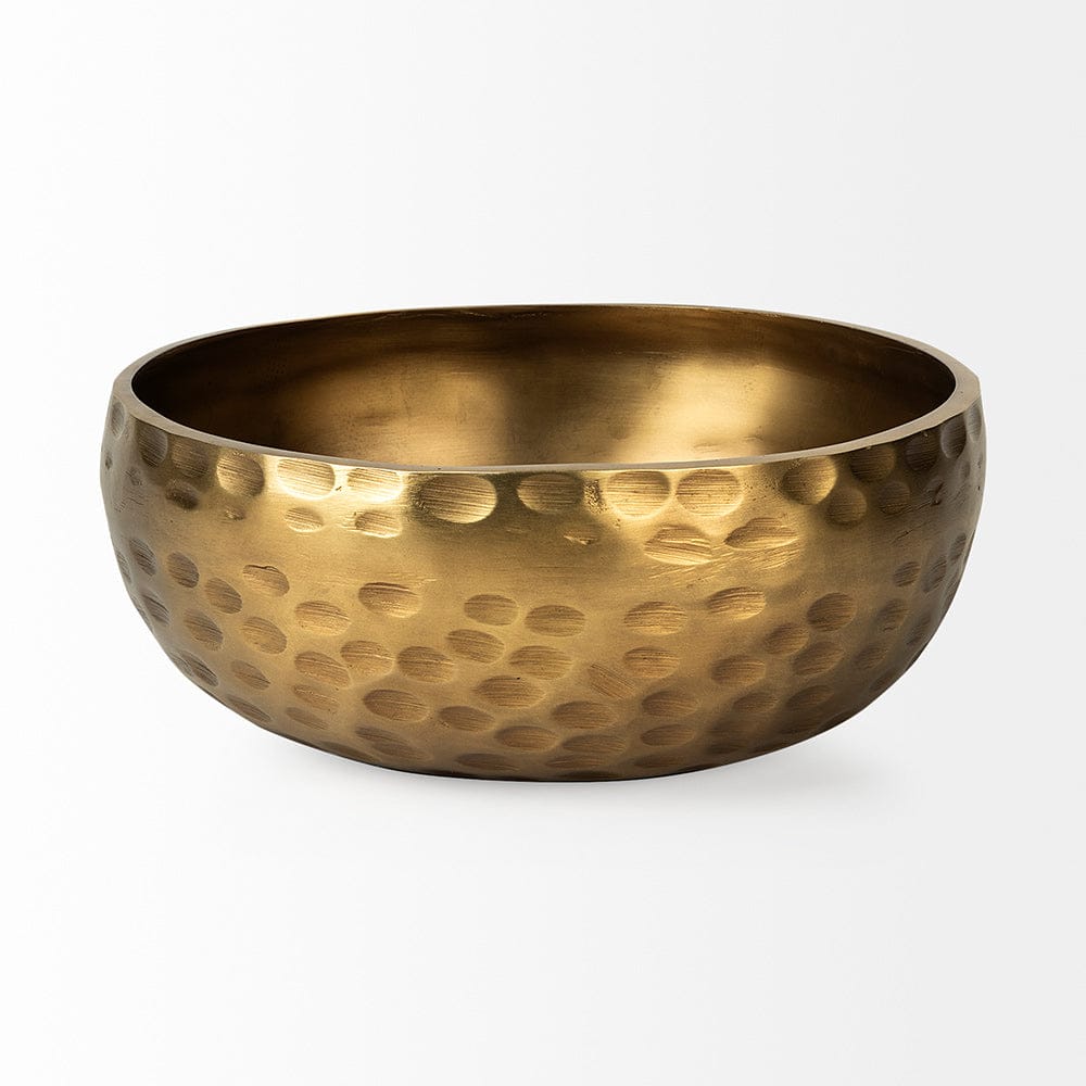 Mercana - Karmel 12L x 12W Gold Hammered Aluminum Bowl - 69074 view 2