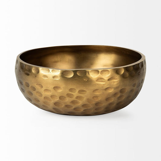 Mercana - Karmel 12L x 12W Gold Hammered Aluminum Bowl - 69074 view 2