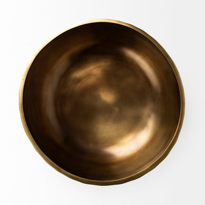 Mercana - Karmel 12L x 12W Gold Hammered Aluminum Bowl - 69074 view 3