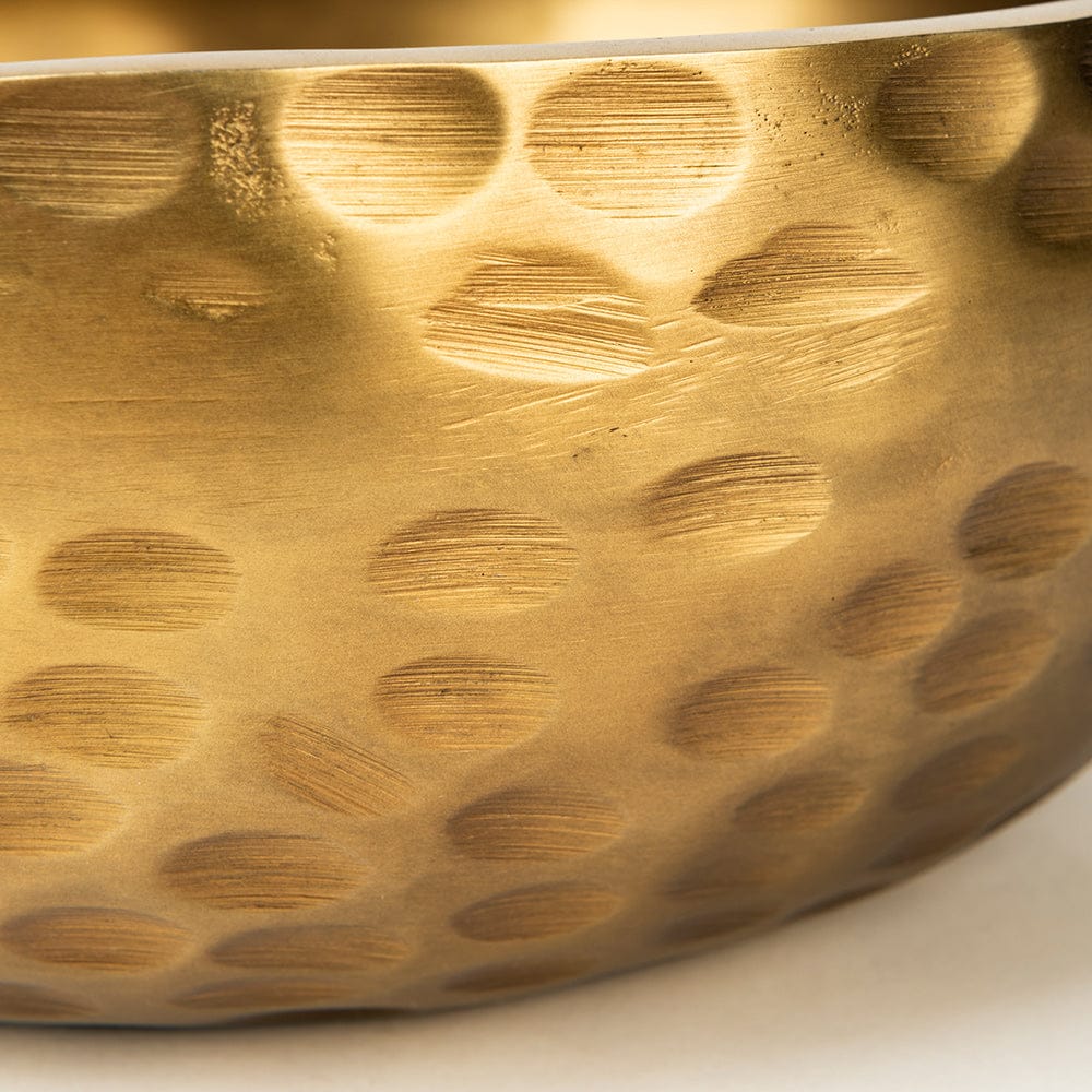 Mercana - Karmel 12L x 12W Gold Hammered Aluminum Bowl - 69074 view 4