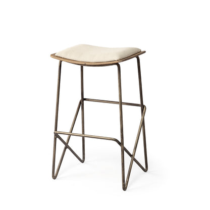 Mercana - Katniss 26" Total Height Cream Fabric Seat Gold Metal Frame Counter Stool - 68465 view 1