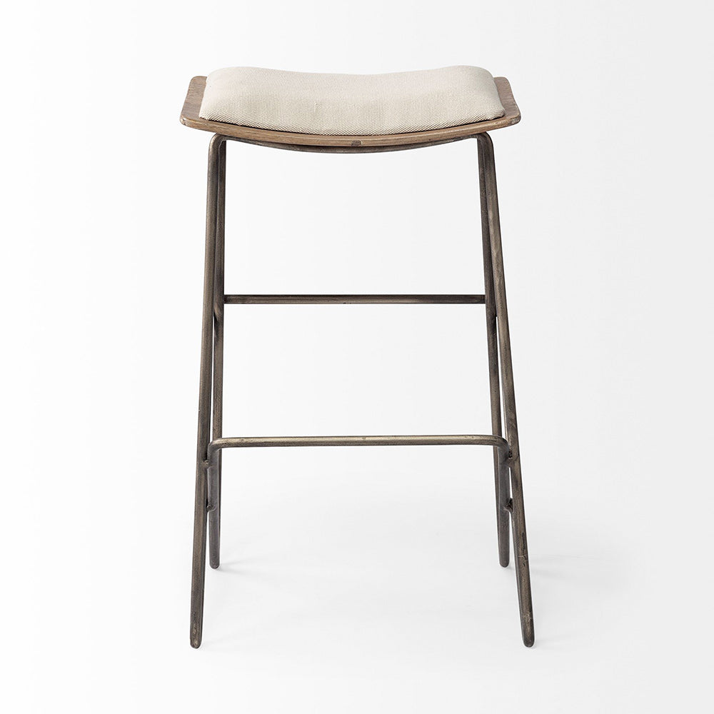 Mercana - Katniss 26" Total Height Cream Fabric Seat Gold Metal Frame Counter Stool - 68465 view 2