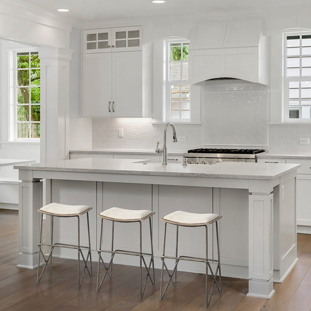 Mercana - Katniss 26" Total Height Cream Fabric Seat Gold Metal Frame Counter Stool - 68465 view 11