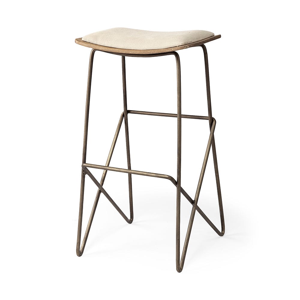 Mercana - Katniss 30" Total Height Cream Fabric Seat Gold Metal Frame Bar Stool - 68466 view 1