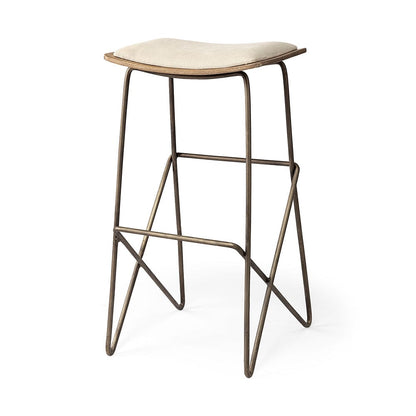 Mercana - Katniss 30" Total Height Cream Fabric Seat Gold Metal Frame Bar Stool - 68466 view 1