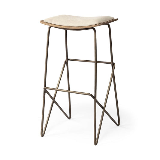 Mercana - Katniss 30" Total Height Cream Fabric Seat Gold Metal Frame Bar Stool - 68466 view 1
