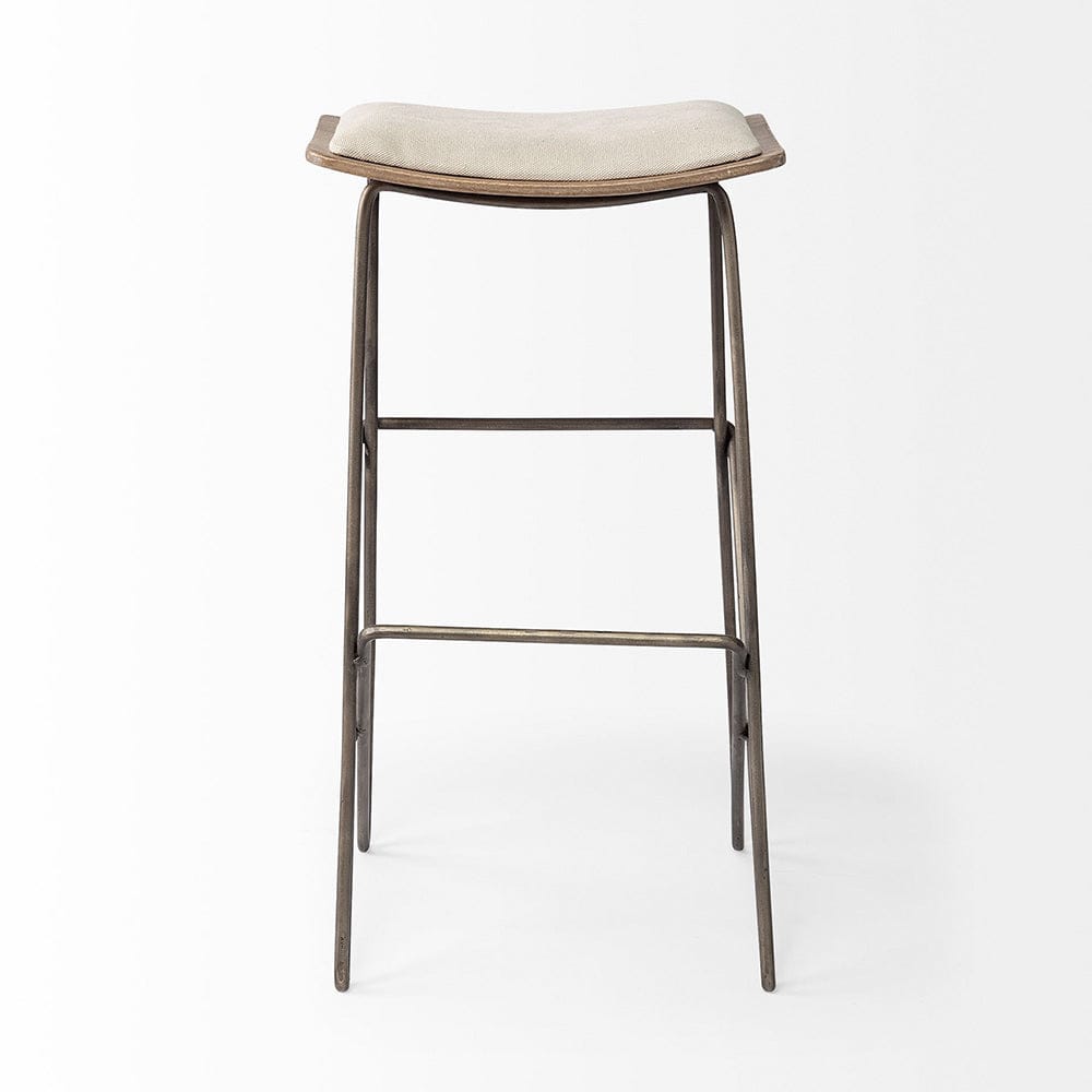Mercana - Katniss 30" Total Height Cream Fabric Seat Gold Metal Frame Bar Stool - 68466 view 2