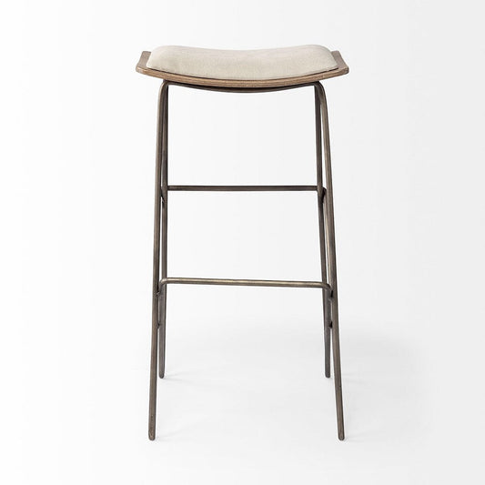 Mercana - Katniss 30" Total Height Cream Fabric Seat Gold Metal Frame Bar Stool - 68466 view 2