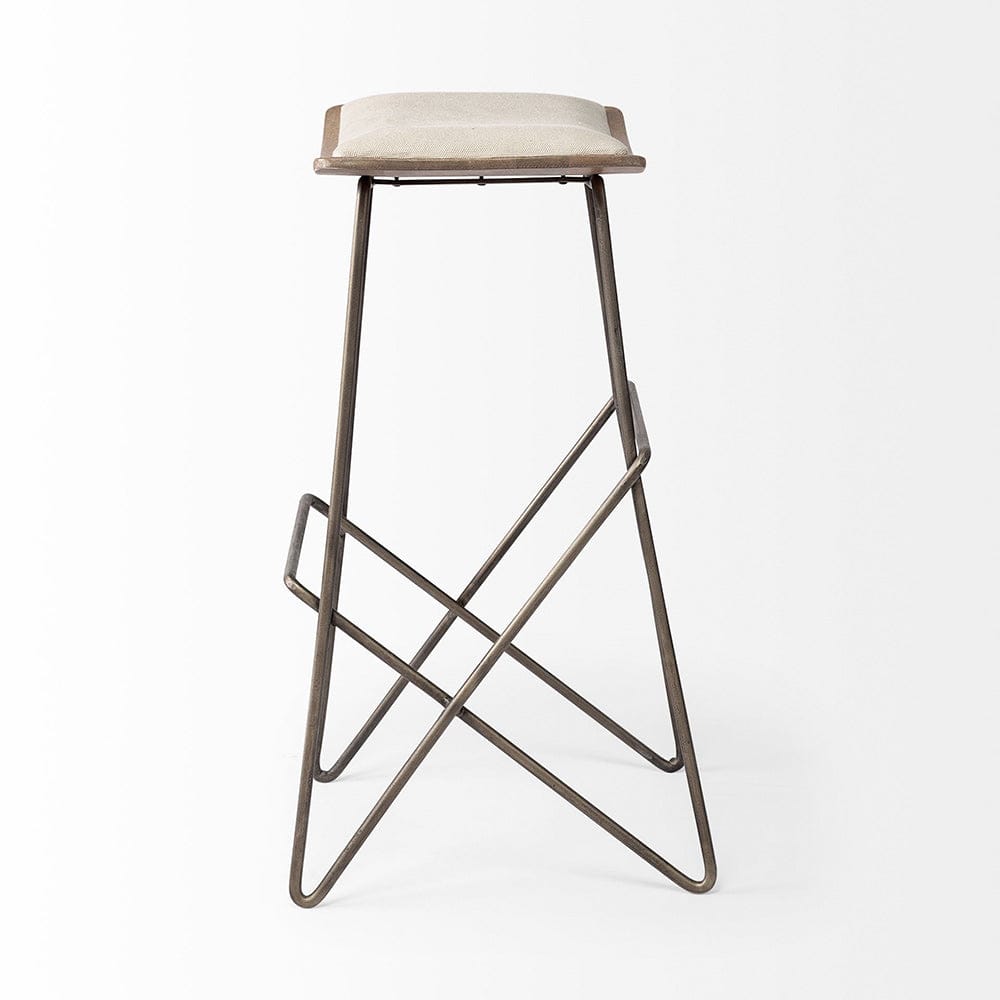 Mercana - Katniss 30" Total Height Cream Fabric Seat Gold Metal Frame Bar Stool - 68466 view 3