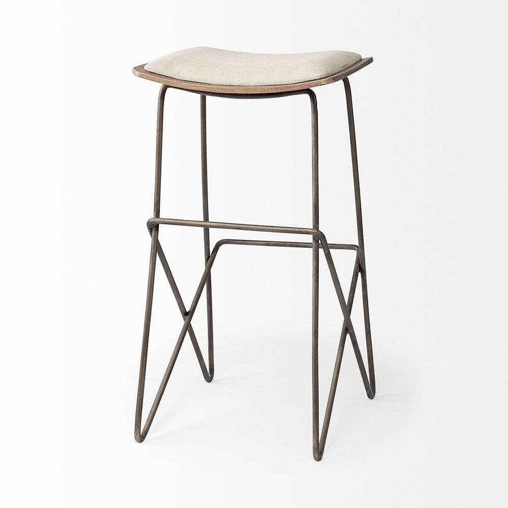 Mercana - Katniss 30" Total Height Cream Fabric Seat Gold Metal Frame Bar Stool - 68466 view 5