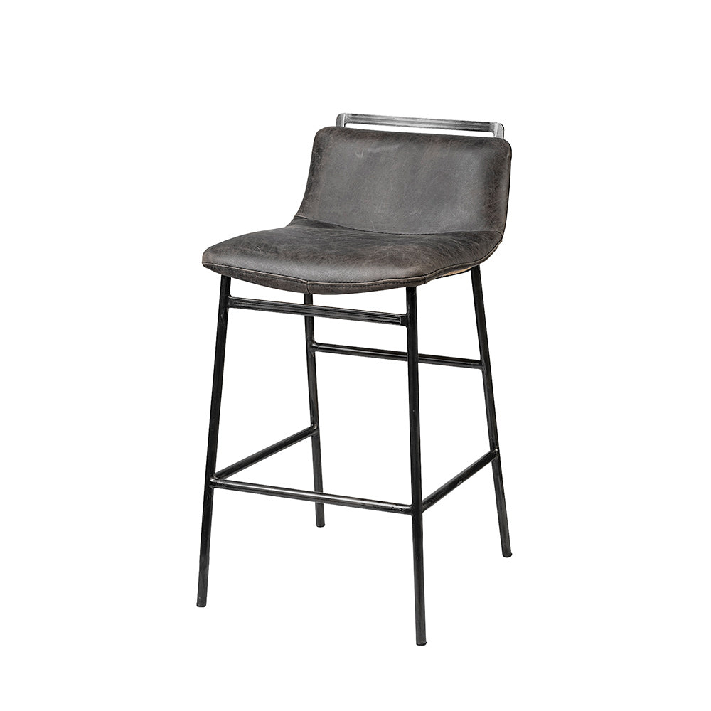 Mercana - Kavalan 33.5" Total Height Ebony Leather Seat Black Metal Frame Counter Stool - 68765 view 1
