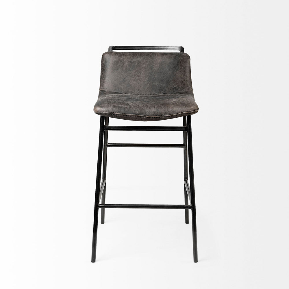 Mercana - Kavalan 33.5" Total Height Ebony Leather Seat Black Metal Frame Counter Stool - 68765 view 2