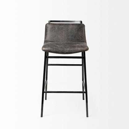 Mercana - Kavalan 33.5" Total Height Ebony Leather Seat Black Metal Frame Counter Stool - 68765 view 2
