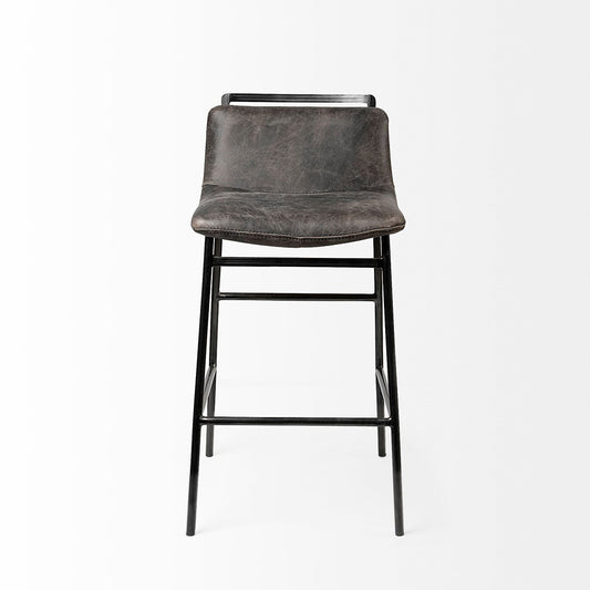Mercana - Kavalan 33.5" Total Height Ebony Leather Seat Black Metal Frame Counter Stool - 68765 view 2