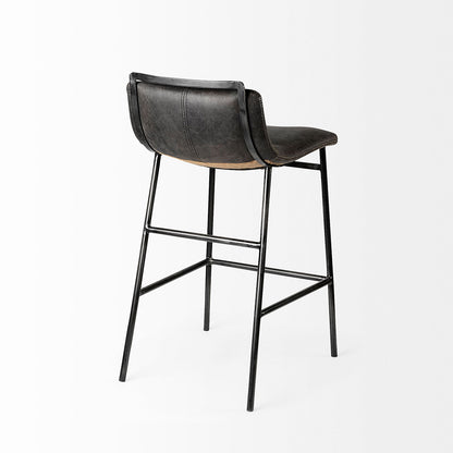 Mercana - Kavalan 33.5" Total Height Ebony Leather Seat Black Metal Frame Counter Stool - 68765 view 3