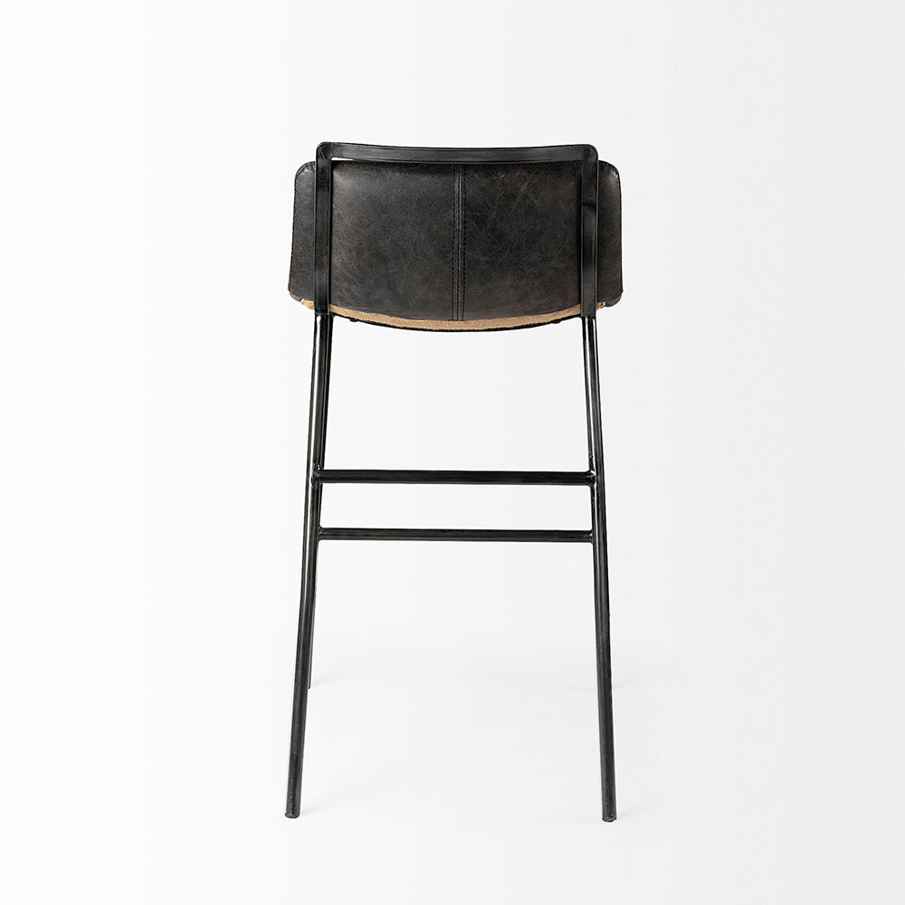 Mercana - Kavalan 33.5" Total Height Ebony Leather Seat Black Metal Frame Counter Stool - 68765 view 4