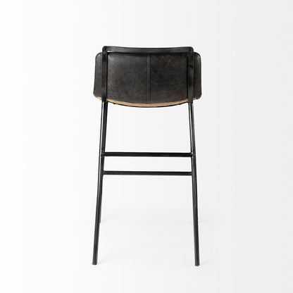 Mercana - Kavalan 33.5" Total Height Ebony Leather Seat Black Metal Frame Counter Stool - 68765 view 4