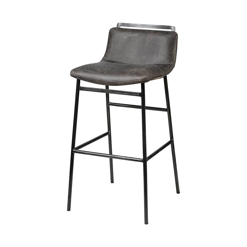 Mercana - Kavalan 37.5" Total Height Ebony Leather Seat Black Metal Frame Bar Stool - 68766 view 1