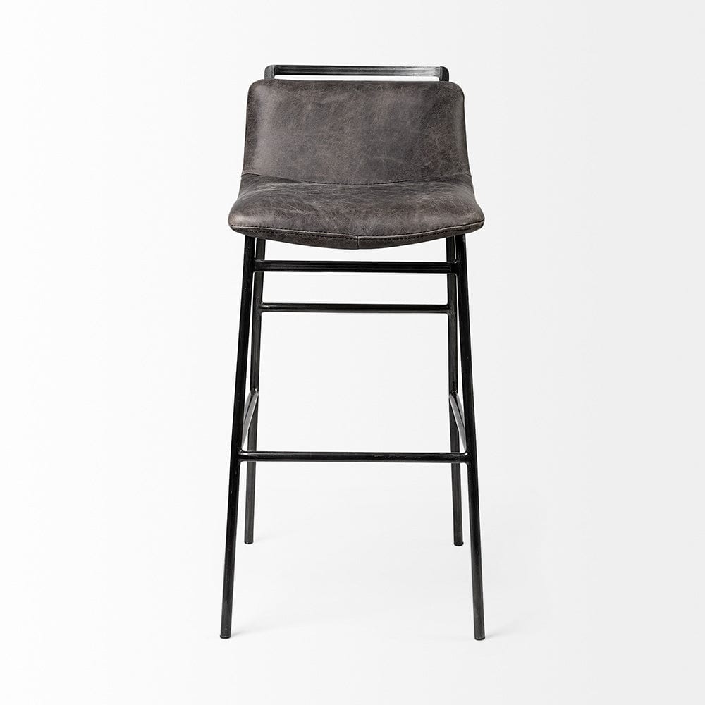 Mercana - Kavalan 37.5" Total Height Ebony Leather Seat Black Metal Frame Bar Stool - 68766 view 2