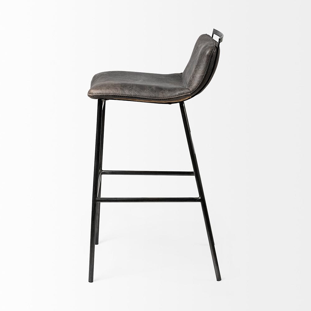 Mercana - Kavalan 37.5" Total Height Ebony Leather Seat Black Metal Frame Bar Stool - 68766 view 3