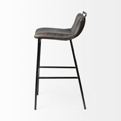 Mercana - Kavalan 37.5" Total Height Ebony Leather Seat Black Metal Frame Bar Stool - 68766 view 3
