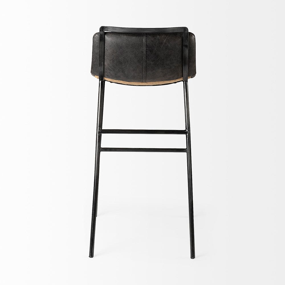 Mercana - Kavalan 37.5" Total Height Ebony Leather Seat Black Metal Frame Bar Stool - 68766 view 4