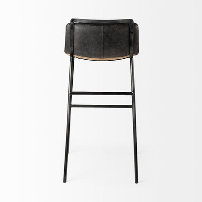 Mercana - Kavalan 37.5" Total Height Ebony Leather Seat Black Metal Frame Bar Stool - 68766 view 4