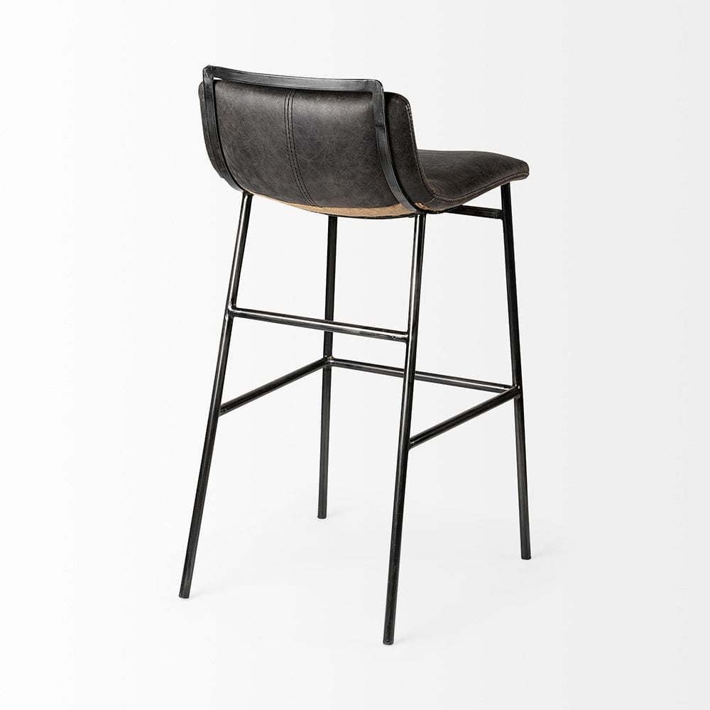 Mercana - Kavalan 37.5" Total Height Ebony Leather Seat Black Metal Frame Bar Stool - 68766 view 5