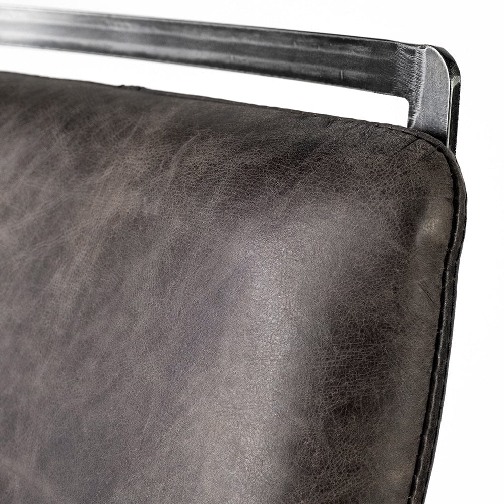 Mercana - Kavalan 37.5" Total Height Ebony Leather Seat Black Metal Frame Bar Stool - 68766 view 6