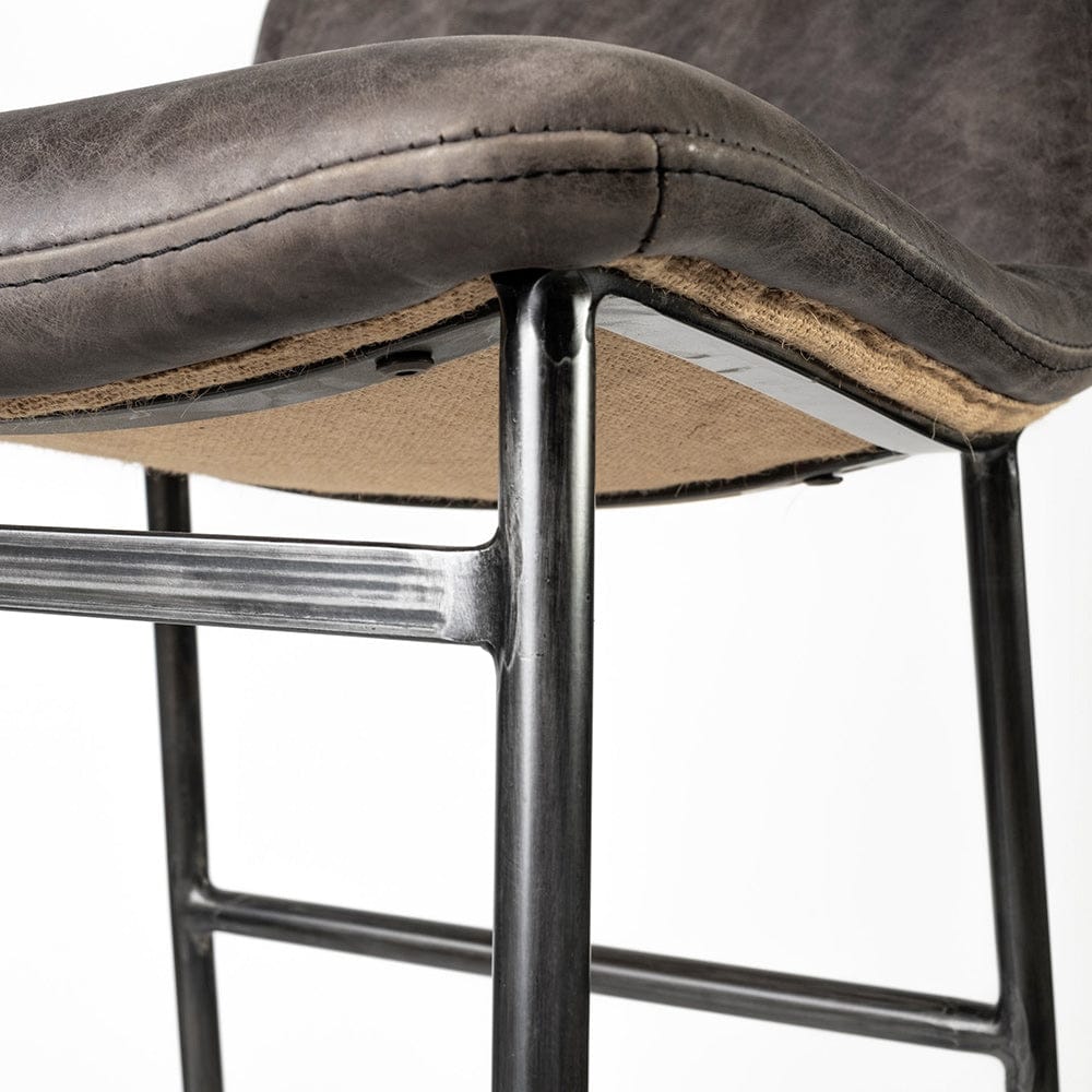 Mercana - Kavalan 37.5" Total Height Ebony Leather Seat Black Metal Frame Bar Stool - 68766 view 9