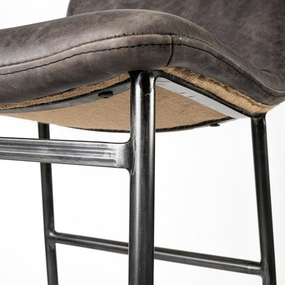 Mercana - Kavalan 37.5" Total Height Ebony Leather Seat Black Metal Frame Bar Stool - 68766 view 9