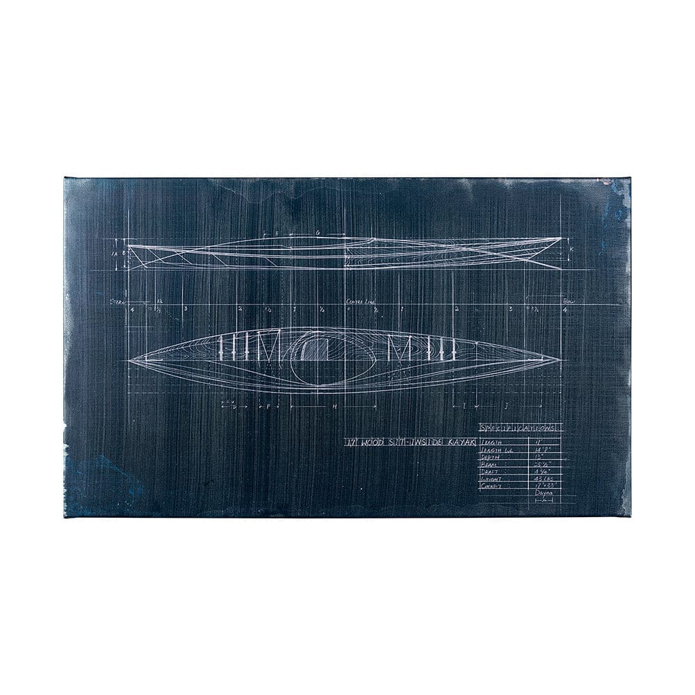 Mercana - Kayak Blueprint 50 x 30 by Fiona H a Hand Embellished Textured Canvas - 101904-L view 1