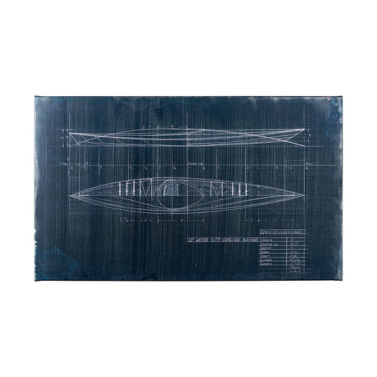 Mercana - Kayak Blueprint 50 x 30 by Fiona H a Hand Embellished Textured Canvas - 101904-L view 1