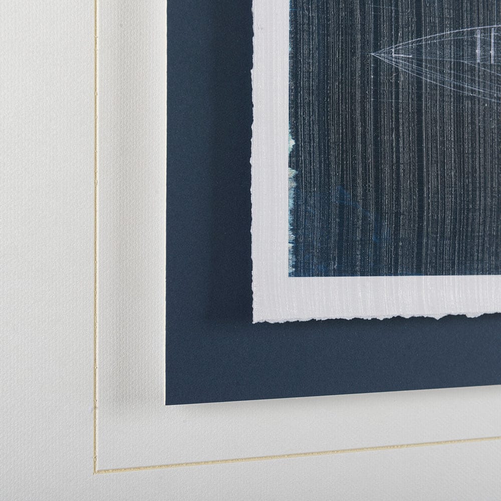 Mercana - Kayak Blueprint by Dayna a Hand Embellished Textured Framed Art Print Matted under Glass - 13724 view 6