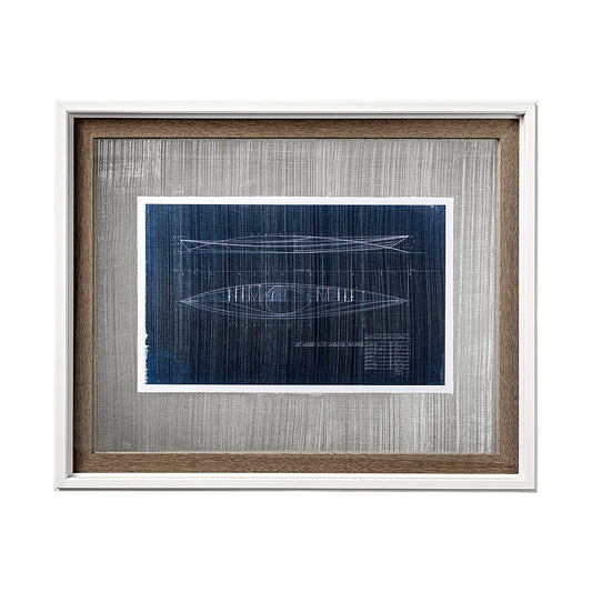Mercana - Kayak Blueprint by Dayna a Hand Embellished Textured Framed Art Print Matted under Glass - 13726 view 1