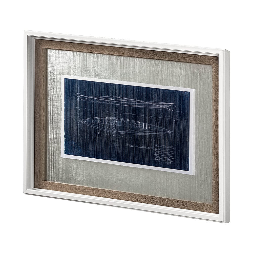 Mercana - Kayak Blueprint by Dayna a Hand Embellished Textured Framed Art Print Matted under Glass - 13726 view 2