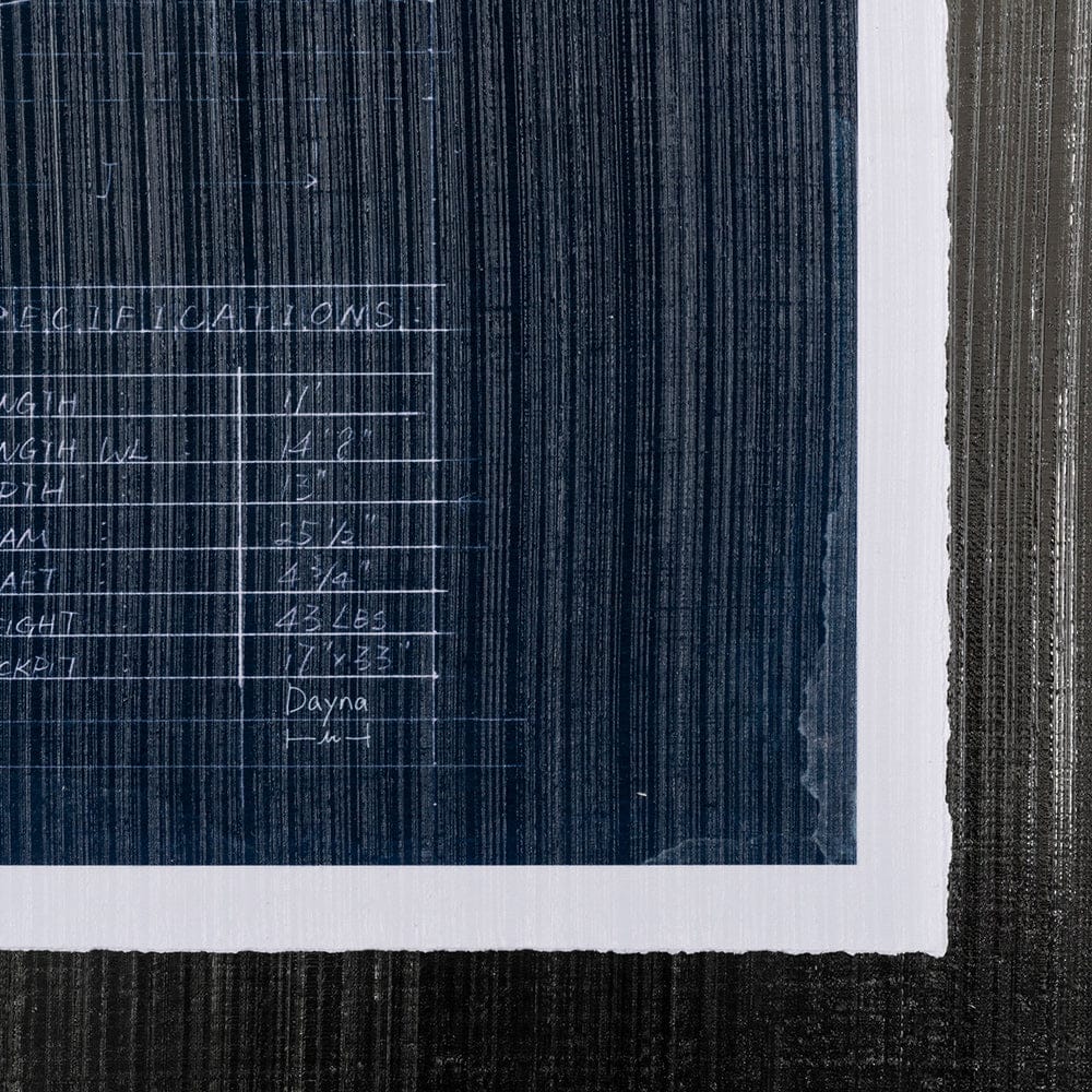Mercana - Kayak Blueprint by Dayna a Hand Embellished Textured Framed Art Print Matted under Glass - 13726 view 6