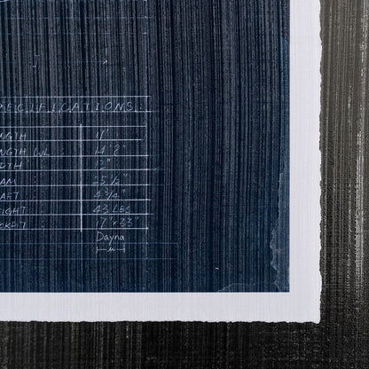 Mercana - Kayak Blueprint by Dayna a Hand Embellished Textured Framed Art Print Matted under Glass - 13726 view 6