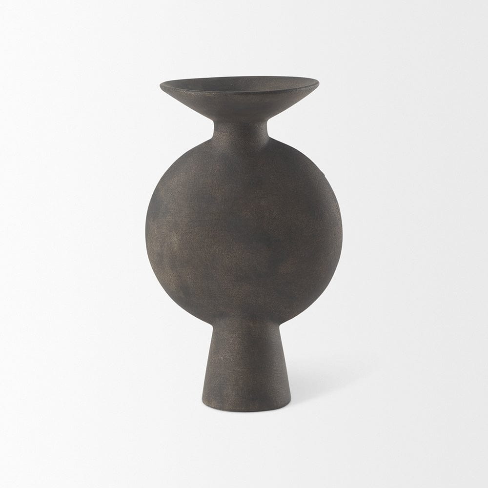 Mercana - Kaz 6.7L x 5.5W x 11.2H Earthy Brown Ceramic Vase - 69810 view 2