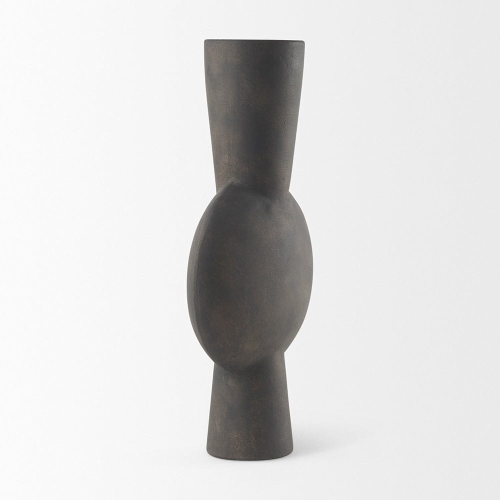 Mercana - Kaz 8.3L x 3.9W x 16.7H Earthy Brown Ceramic Vase - 69812 view 3