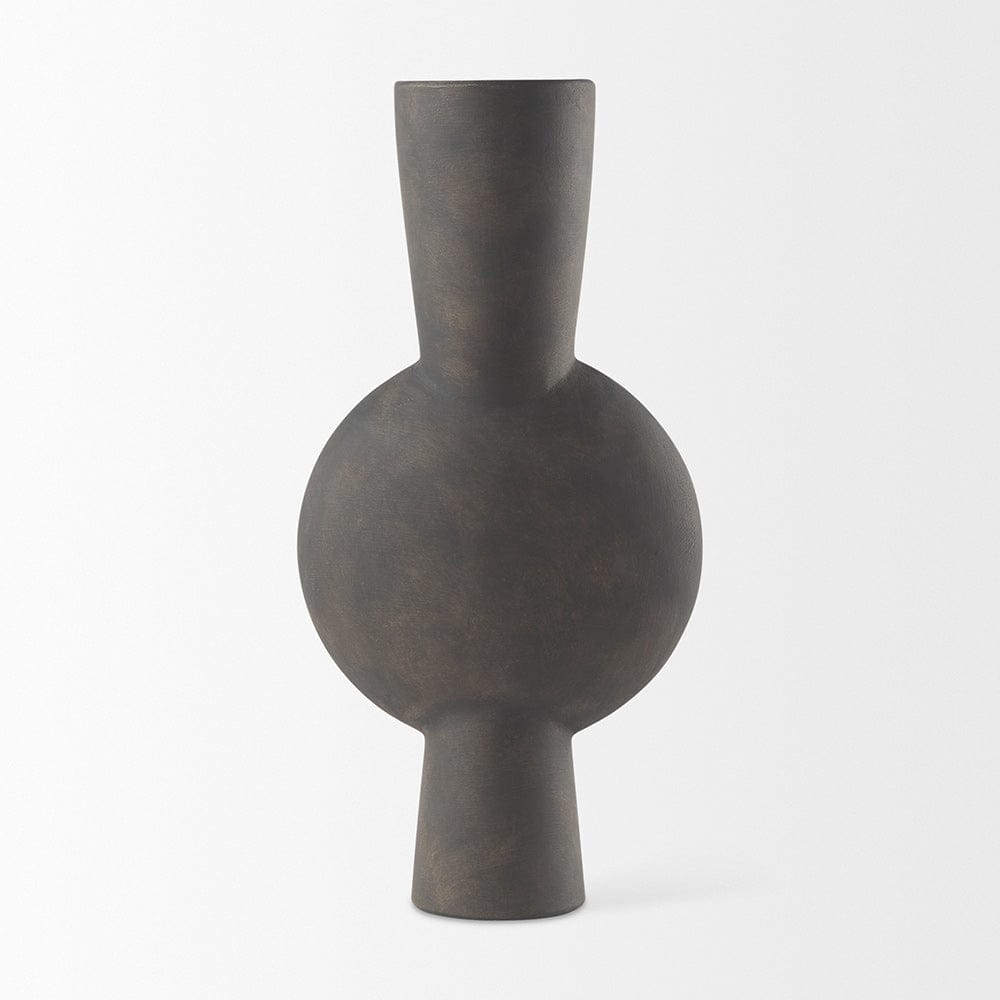 Mercana - Kaz 8.3L x 3.9W x 16.7H Earthy Brown Ceramic Vase - 69812 view 11