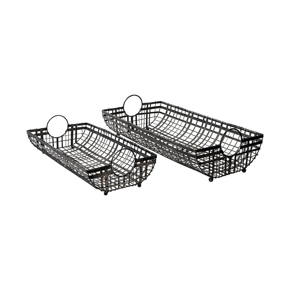 Mercana - Kenneth 24L x 12W Gray Metal Baskets (Set of 2) - 68786_CLOSEOUT view 1