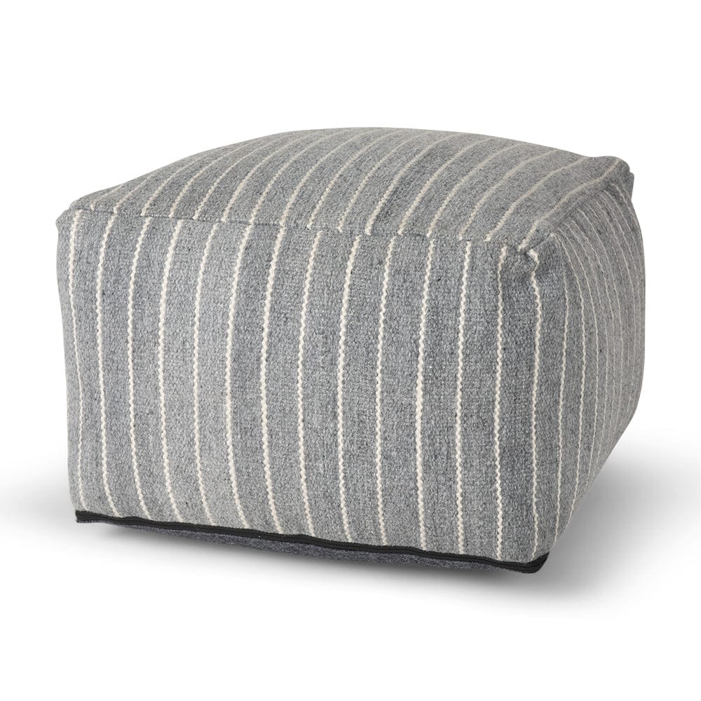 Mercana - Kensie Large Blue Striped Pouf - 70378 view 1